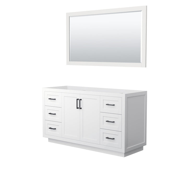Wyndham Collection WCF292960SWBCXSXXM58 Miranda 60 Inch Single Bathroom Vanity in White, No Countertop, No Sink, Matte Black Trim, 58 Inch Mirror