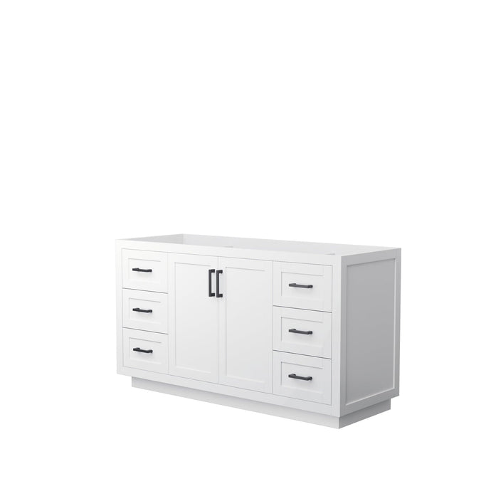 Wyndham Collection WCF292960SWBCXSXXMXX Miranda 60 Inch Single Bathroom Vanity in White, No Countertop, No Sink, Matte Black Trim