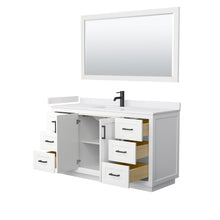 Load image into Gallery viewer, Wyndham Collection WCF292960SWBWCUNSM58 Miranda 60 Inch Single Bathroom Vanity in White, White Cultured Marble Countertop, Undermount Square Sink, Matte Black Trim, 58 Inch Mirror