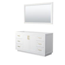 Load image into Gallery viewer, Wyndham Collection WCF292960SWGCXSXXM58 Miranda 60 Inch Single Bathroom Vanity in White, No Countertop, No Sink, Brushed Gold Trim, 58 Inch Mirror