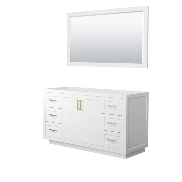 Wyndham Collection WCF292960SWGCXSXXM58 Miranda 60 Inch Single Bathroom Vanity in White, No Countertop, No Sink, Brushed Gold Trim, 58 Inch Mirror