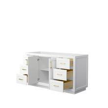 Load image into Gallery viewer, Wyndham Collection WCF292960SWGCXSXXMXX Miranda 60 Inch Single Bathroom Vanity in White, No Countertop, No Sink, Brushed Gold Trim