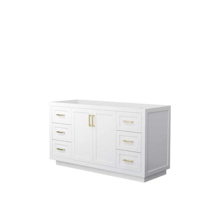 Wyndham Collection WCF292960SWGCXSXXMXX Miranda 60 Inch Single Bathroom Vanity in White, No Countertop, No Sink, Brushed Gold Trim