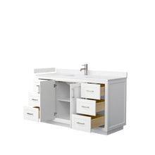 Load image into Gallery viewer, Wyndham Collection WCF292960SWHC2UNSMXX Miranda 60 Inch Single Bathroom Vanity in White, Light-Vein Carrara Cultured Marble Countertop, Undermount Square Sink, Brushed Nickel Trim