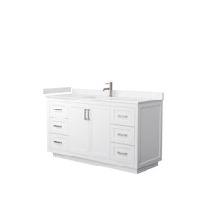 Load image into Gallery viewer, Wyndham Collection WCF292960SWHC2UNSMXX Miranda 60 Inch Single Bathroom Vanity in White, Light-Vein Carrara Cultured Marble Countertop, Undermount Square Sink, Brushed Nickel Trim