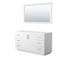 Load image into Gallery viewer, Wyndham Collection WCF292960SWHCXSXXM58 Miranda 60 Inch Single Bathroom Vanity in White, No Countertop, No Sink, Brushed Nickel Trim, 58 Inch Mirror