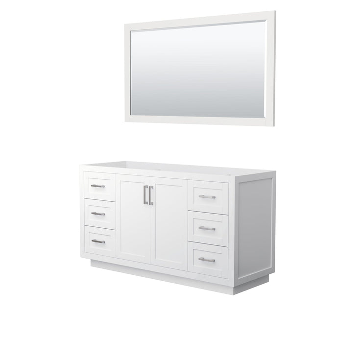 Wyndham Collection WCF292960SWHCXSXXM58 Miranda 60 Inch Single Bathroom Vanity in White, No Countertop, No Sink, Brushed Nickel Trim, 58 Inch Mirror