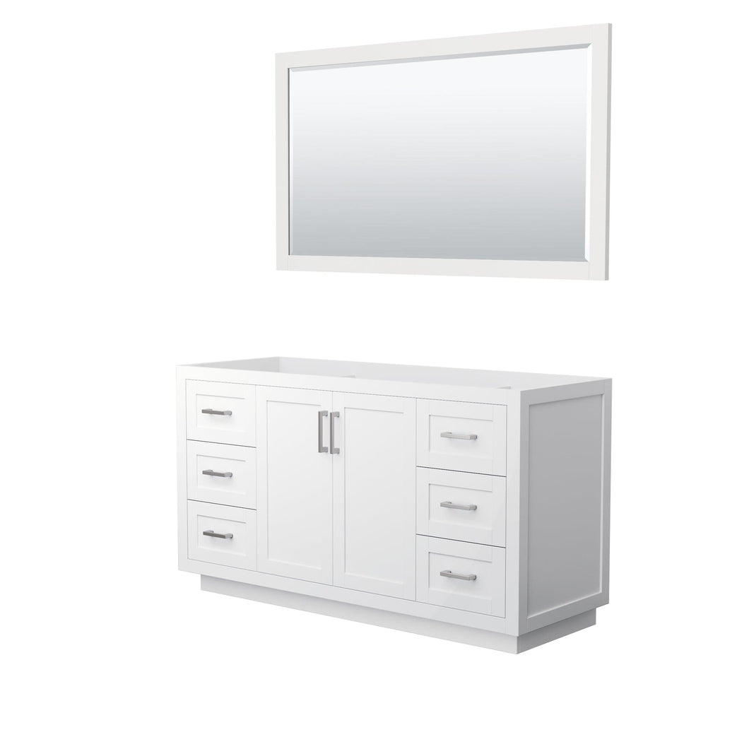 Wyndham Collection WCF292960SWHCXSXXM58 Miranda 60 Inch Single Bathroom Vanity in White, No Countertop, No Sink, Brushed Nickel Trim, 58 Inch Mirror