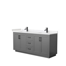 Load image into Gallery viewer, Wyndham Collection WCF292972DGBC2UNSMXX Miranda 72 Inch Double Bathroom Vanity in Dark Gray, Light-Vein Carrara Cultured Marble Countertop, Undermount Square Sinks, Matte Black Trim