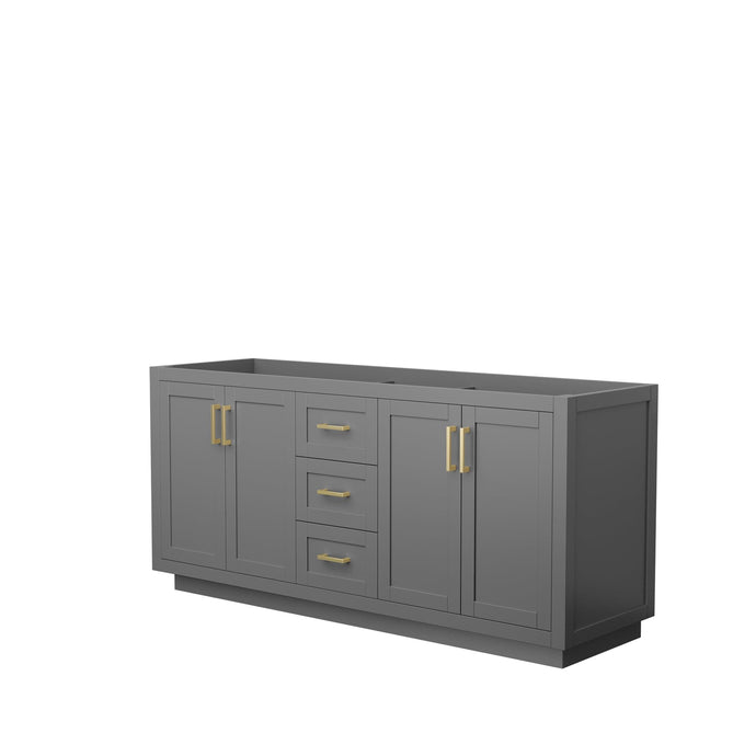 Wyndham Collection WCF292972DGGCXSXXMXX Miranda 72 Inch Double Bathroom Vanity in Dark Gray, No Countertop, No Sink, Brushed Gold Trim