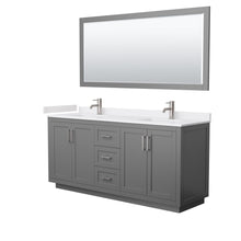 Load image into Gallery viewer, Wyndham Collection WCF292972DKGWCUNSM70 Miranda 72 Inch Double Bathroom Vanity in Dark Gray, White Cultured Marble Countertop, Undermount Square Sinks, Brushed Nickel Trim, 70 Inch Mirror