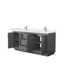 Load image into Gallery viewer, Wyndham Collection WCF292972DKGWCUNSMXX Miranda 72 Inch Double Bathroom Vanity in Dark Gray, White Cultured Marble Countertop, Undermount Square Sinks, Brushed Nickel Trim