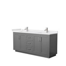 Load image into Gallery viewer, Wyndham Collection WCF292972DKGWCUNSMXX Miranda 72 Inch Double Bathroom Vanity in Dark Gray, White Cultured Marble Countertop, Undermount Square Sinks, Brushed Nickel Trim