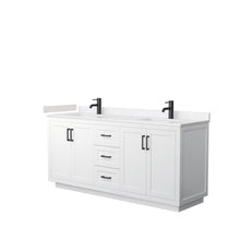 Load image into Gallery viewer, Wyndham Collection WCF292972DWBC2UNSMXX Miranda 72 Inch Double Bathroom Vanity in White, Light-Vein Carrara Cultured Marble Countertop, Undermount Square Sinks, Matte Black Trim