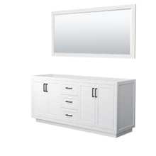 Load image into Gallery viewer, Wyndham Collection WCF292972DWBCXSXXM70 Miranda 72 Inch Double Bathroom Vanity in White, No Countertop, No Sink, Matte Black Trim, 70 Inch Mirror