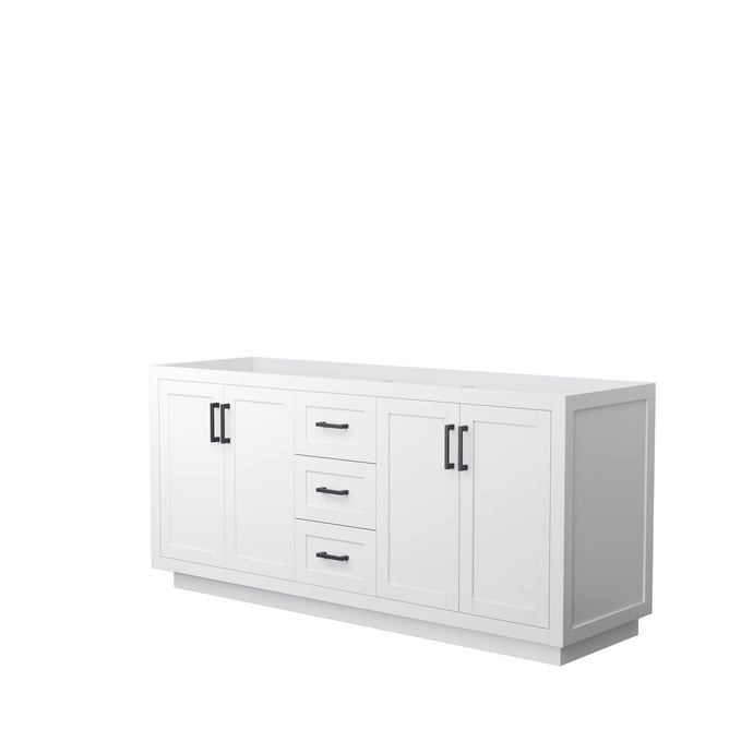 Wyndham Collection WCF292972DWBCXSXXMXX Miranda 72 Inch Double Bathroom Vanity in White, No Countertop, No Sink, Matte Black Trim