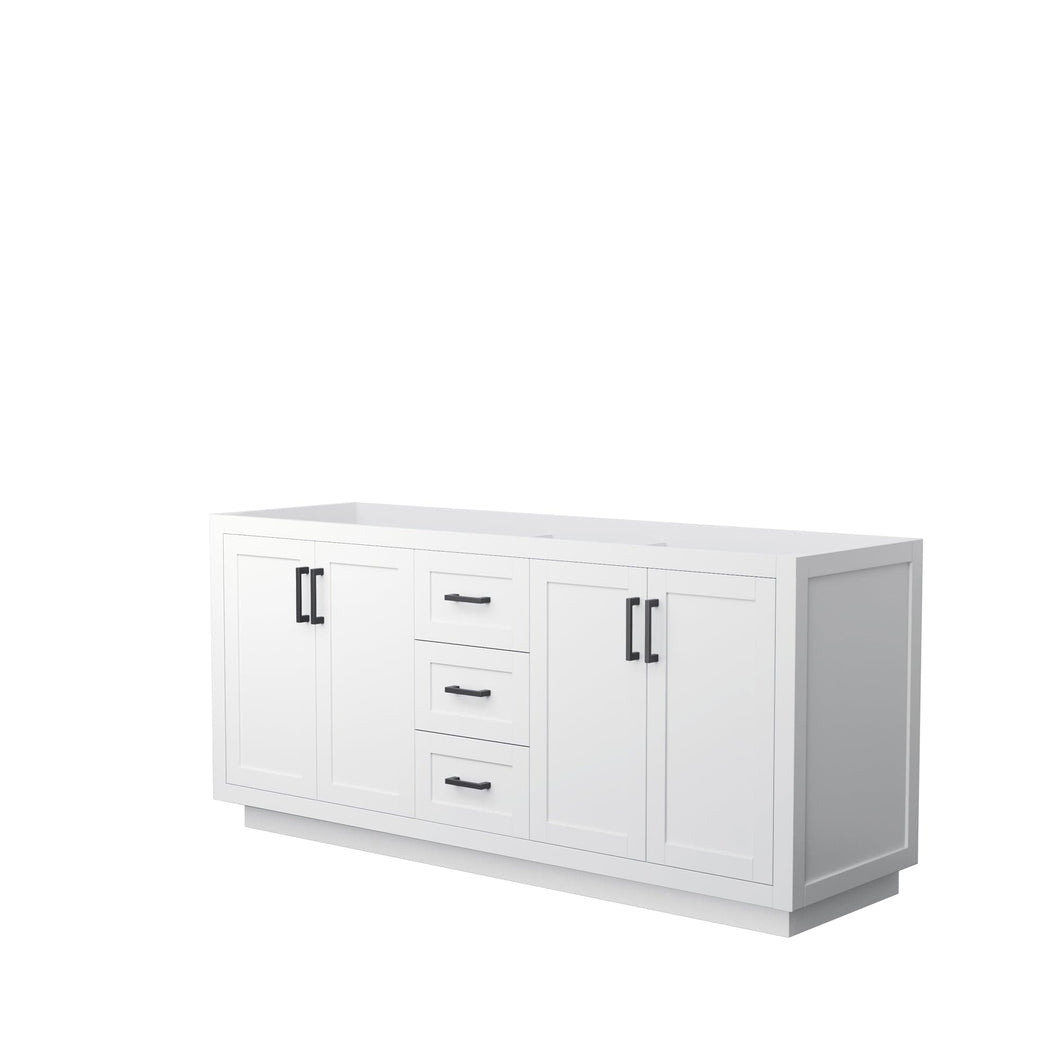 Wyndham Collection WCF292972DWBCXSXXMXX Miranda 72 Inch Double Bathroom Vanity in White, No Countertop, No Sink, Matte Black Trim