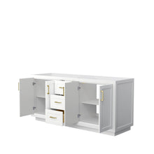Load image into Gallery viewer, Wyndham Collection WCF292972DWGCXSXXMXX Miranda 72 Inch Double Bathroom Vanity in White, No Countertop, No Sink, Brushed Gold Trim