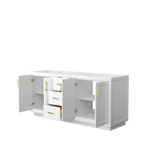 Wyndham Collection WCF292972DWGCXSXXMXX Miranda 72 Inch Double Bathroom Vanity in White, No Countertop, No Sink, Brushed Gold Trim