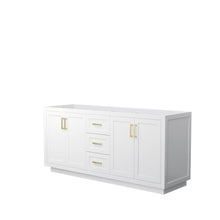 Load image into Gallery viewer, Wyndham Collection WCF292972DWGCXSXXMXX Miranda 72 Inch Double Bathroom Vanity in White, No Countertop, No Sink, Brushed Gold Trim
