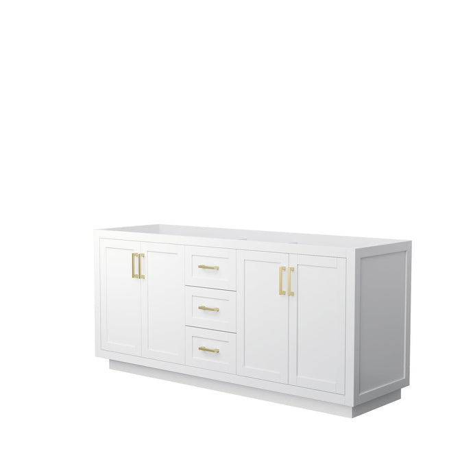 Wyndham Collection WCF292972DWGCXSXXMXX Miranda 72 Inch Double Bathroom Vanity in White, No Countertop, No Sink, Brushed Gold Trim