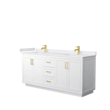Load image into Gallery viewer, Wyndham Collection WCF292972DWGWCUNSMXX Miranda 72 Inch Double Bathroom Vanity in White, White Cultured Marble Countertop, Undermount Square Sinks, Brushed Gold Trim