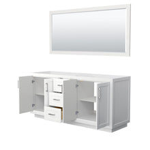 Load image into Gallery viewer, Wyndham Collection WCF292972DWHCXSXXM70 Miranda 72 Inch Double Bathroom Vanity in White, No Countertop, No Sink, Brushed Nickel Trim, 70 Inch Mirror