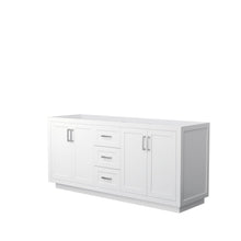 Load image into Gallery viewer, Wyndham Collection WCF292972DWHCXSXXMXX Miranda 72 Inch Double Bathroom Vanity in White, No Countertop, No Sink, Brushed Nickel Trim