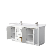 Load image into Gallery viewer, Wyndham Collection WCF292972DWHWCUNSMXX Miranda 72 Inch Double Bathroom Vanity in White, White Cultured Marble Countertop, Undermount Square Sinks, Brushed Nickel Trim