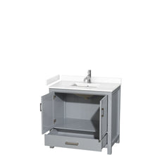 Load image into Gallery viewer, Wyndham Collection WCS141436SGYWCUNSMXX Sheffield 36 Inch Single Bathroom Vanity in Gray, White Cultured Marble Countertop, Undermount Square Sink, No Mirror