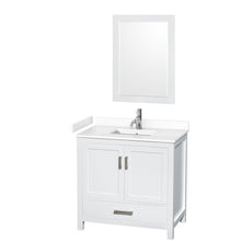 Load image into Gallery viewer, Wyndham Collection WCS141436SWHWCUNSM24 Sheffield 36 Inch Single Bathroom Vanity in White, White Cultured Marble Countertop, Undermount Square Sink, 24 Inch Mirror