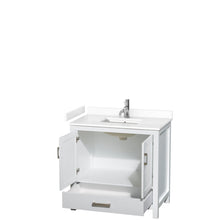 Load image into Gallery viewer, Wyndham Collection WCS141436SWHWCUNSMXX Sheffield 36 Inch Single Bathroom Vanity in White, White Cultured Marble Countertop, Undermount Square Sink, No Mirror
