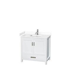 Load image into Gallery viewer, Wyndham Collection WCS141436SWHWCUNSMXX Sheffield 36 Inch Single Bathroom Vanity in White, White Cultured Marble Countertop, Undermount Square Sink, No Mirror