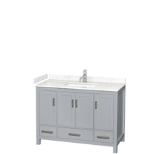Load image into Gallery viewer, Wyndham Collection WCS141448SGYC2UNSMXX Sheffield 48 Inch Single Bathroom Vanity in Gray, Carrara Cultured Marble Countertop, Undermount Square Sink, No Mirror