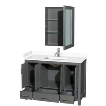 Load image into Gallery viewer, Wyndham Collection WCS141448SKGWCUNSMED Sheffield 48 Inch Single Bathroom Vanity in Dark Gray, White Cultured Marble Countertop, Undermount Square Sink, Medicine Cabinet