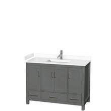 Load image into Gallery viewer, Wyndham Collection WCS141448SKGWCUNSMXX Sheffield 48 Inch Single Bathroom Vanity in Dark Gray, White Cultured Marble Countertop, Undermount Square Sink, No Mirror