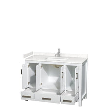 Load image into Gallery viewer, Wyndham Collection WCS141448SWHC2UNSMXX Sheffield 48 Inch Single Bathroom Vanity in White, Carrara Cultured Marble Countertop, Undermount Square Sink, No Mirror