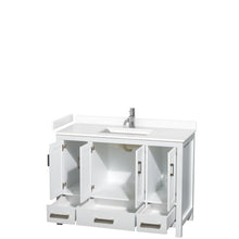 Load image into Gallery viewer, Wyndham Collection WCS141448SWHWCUNSMXX Sheffield 48 Inch Single Bathroom Vanity in White, White Cultured Marble Countertop, Undermount Square Sink, No Mirror