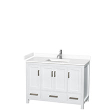 Load image into Gallery viewer, Wyndham Collection WCS141448SWHWCUNSMXX Sheffield 48 Inch Single Bathroom Vanity in White, White Cultured Marble Countertop, Undermount Square Sink, No Mirror