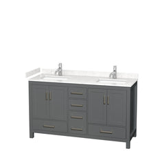 Load image into Gallery viewer, Wyndham Collection WCS141460DKGC2UNSMXX Sheffield 60 Inch Double Bathroom Vanity in Dark Gray, Carrara Cultured Marble Countertop, Undermount Square Sinks, No Mirror