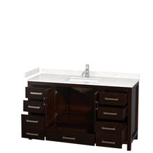 Load image into Gallery viewer, Wyndham Collection WCS141460SESC2UNSMXX Sheffield 60 Inch Single Bathroom Vanity in Espresso, Carrara Cultured Marble Countertop, Undermount Square Sink, No Mirror