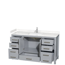 Load image into Gallery viewer, Wyndham Collection WCS141460SGYC2UNSMXX Sheffield 60 Inch Single Bathroom Vanity in Gray, Carrara Cultured Marble Countertop, Undermount Square Sink, No Mirror