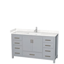 Load image into Gallery viewer, Wyndham Collection WCS141460SGYC2UNSMXX Sheffield 60 Inch Single Bathroom Vanity in Gray, Carrara Cultured Marble Countertop, Undermount Square Sink, No Mirror