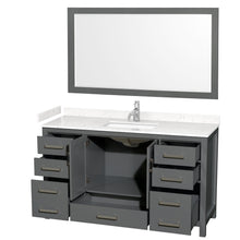 Load image into Gallery viewer, Wyndham Collection WCS141460SKGC2UNSM58 Sheffield 60 Inch Single Bathroom Vanity in Dark Gray, Carrara Cultured Marble Countertop, Undermount Square Sink, 58 Inch Mirror
