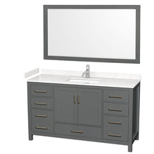 Load image into Gallery viewer, Wyndham Collection WCS141460SKGC2UNSM58 Sheffield 60 Inch Single Bathroom Vanity in Dark Gray, Carrara Cultured Marble Countertop, Undermount Square Sink, 58 Inch Mirror