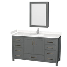 Load image into Gallery viewer, Wyndham Collection WCS141460SKGC2UNSMED Sheffield 60 Inch Single Bathroom Vanity in Dark Gray, Carrara Cultured Marble Countertop, Undermount Square Sink, Medicine Cabinet