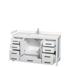 Load image into Gallery viewer, Wyndham Collection WCS141460SWHC2UNSMXX Sheffield 60 Inch Single Bathroom Vanity in White, Carrara Cultured Marble Countertop, Undermount Square Sink, No Mirror