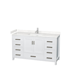 Load image into Gallery viewer, Wyndham Collection WCS141460SWHC2UNSMXX Sheffield 60 Inch Single Bathroom Vanity in White, Carrara Cultured Marble Countertop, Undermount Square Sink, No Mirror