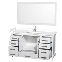 Load image into Gallery viewer, Wyndham Collection WCS141460SWHWCUNSM58 Sheffield 60 Inch Single Bathroom Vanity in White, White Cultured Marble Countertop, Undermount Square Sink, 58 Inch Mirror