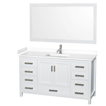 Load image into Gallery viewer, Wyndham Collection WCS141460SWHWCUNSM58 Sheffield 60 Inch Single Bathroom Vanity in White, White Cultured Marble Countertop, Undermount Square Sink, 58 Inch Mirror